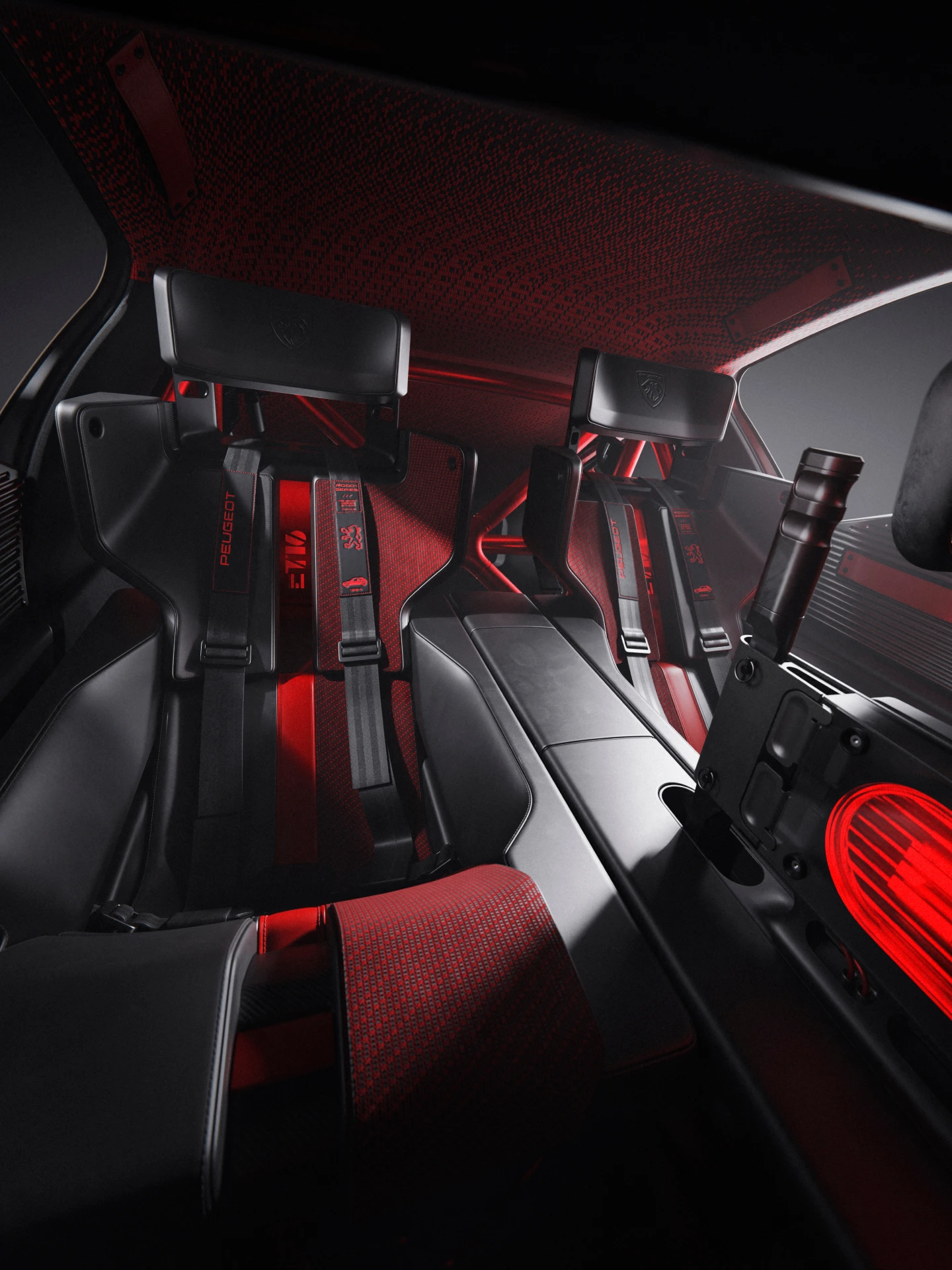 PEUGEOT E-T16 Concept, asientos baquet bicolores con estructura de carbono