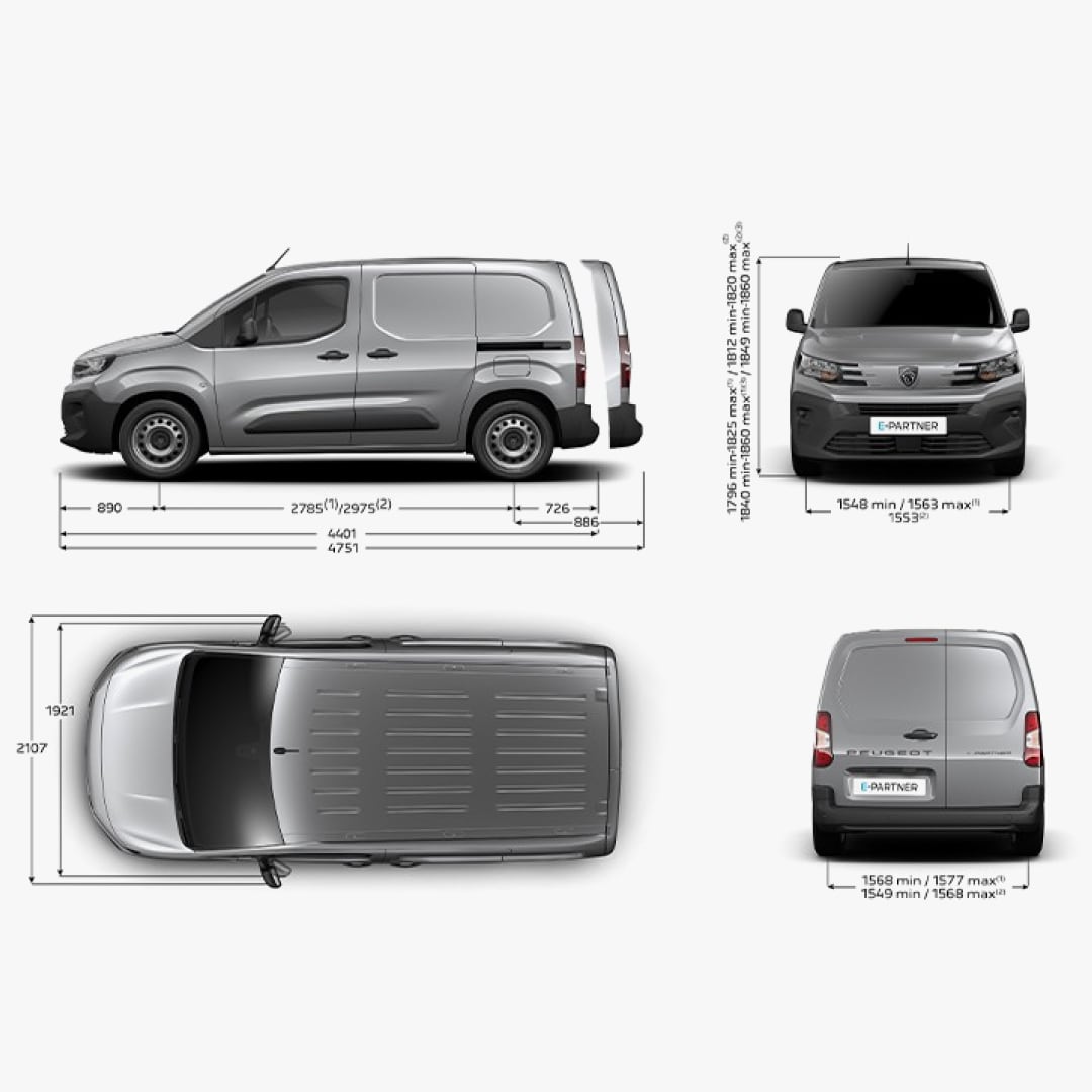 Dimensiones exteriores del PEUGEOT PARTNER