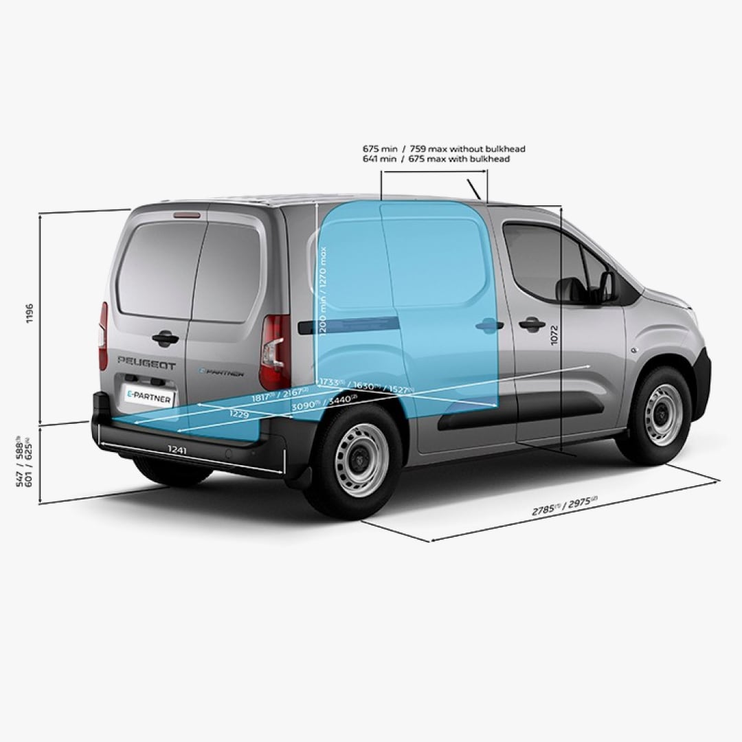 Dimensiones interiores del PEUGEOT PARTNER
