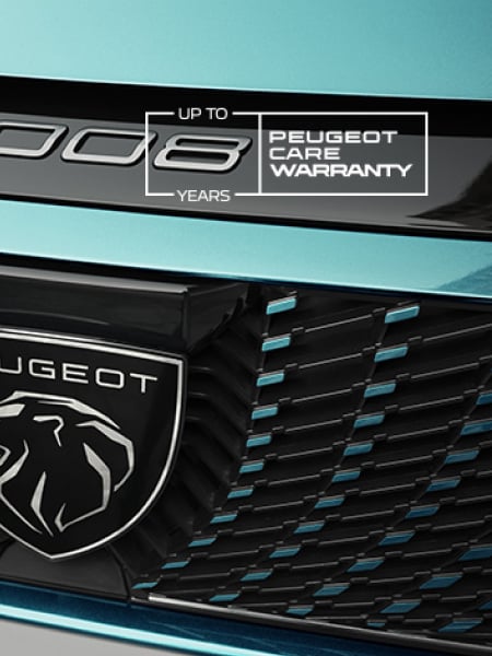 Parrilla delantera del 3008 con el logotipo de la Garantía PEUGEOT CARE